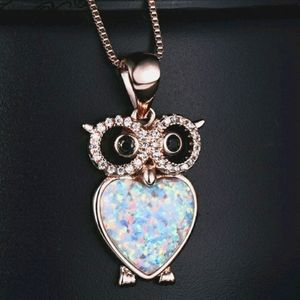 New!! Fire opal owl necklAce..